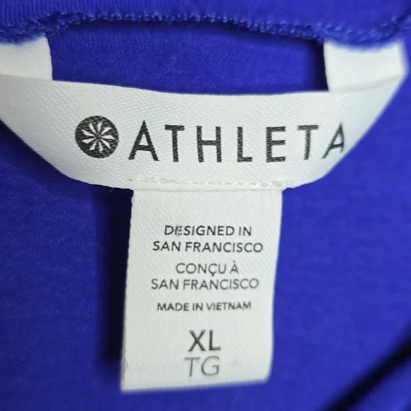 Athleta Outbound Mock Neck Blue Purple Cotton Blend Top Size XL - Picture 4 of 8